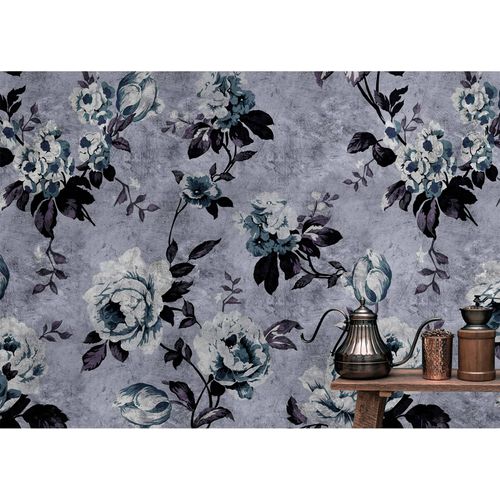 Artikelbild Fototapete Vlies Premium Vintage Rosen blau grau