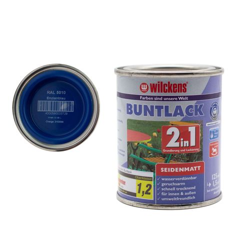 Wilckens 2in1 Buntlack seidenmatt 30 Farben Einzianblau