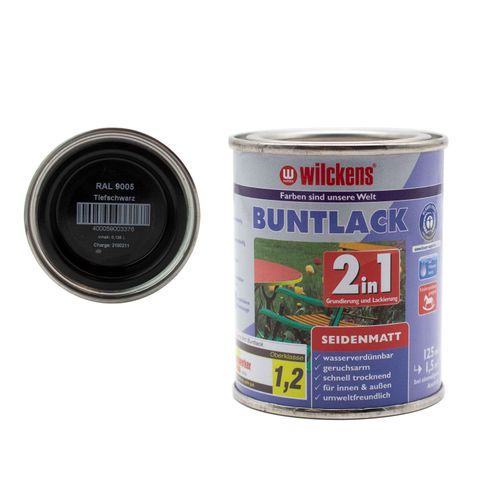 Wilckens 2in1 Buntlack seidenmatt 30 Farben Tiefschwarz