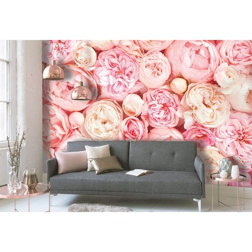 Raumbild Fototapete Vlies Rosen Floral rosa creme Designwalls