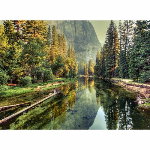 Artikelbild Fototapete Vlies Berge Fluss Wald grün braun