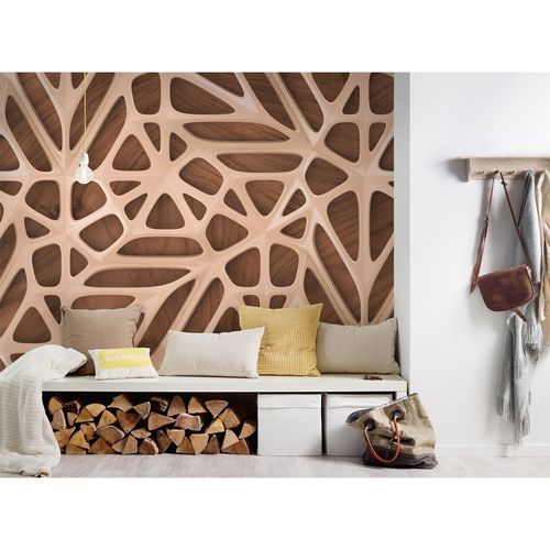 Raumbild Fototapete Vlies 3D Design Holz beige braun Designwalls