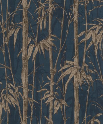 Vliestapete Rasch Bambus Floral blau gold 484892