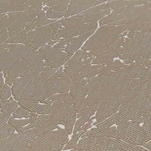 Vliestapete Struktur Zweige Braun Weiß Metallic 38504-2