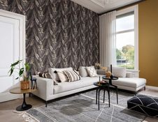 Rasch Vliestapete Blätter Schwarz Gold Metallic 751833 