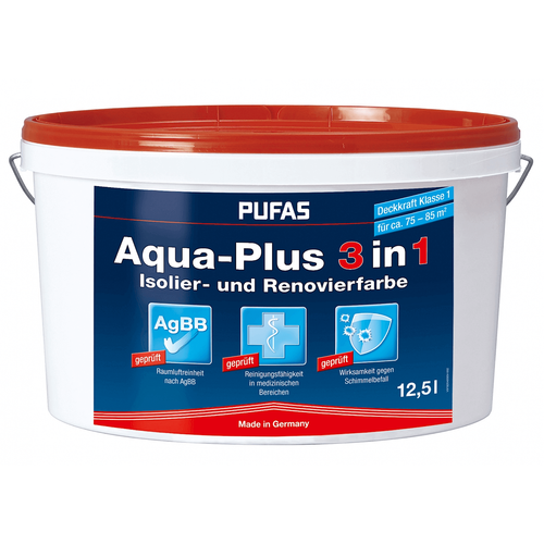 PUFAS Aqua-Plus 3 in 1 Isolier- und Renovierfarbe 12,5L