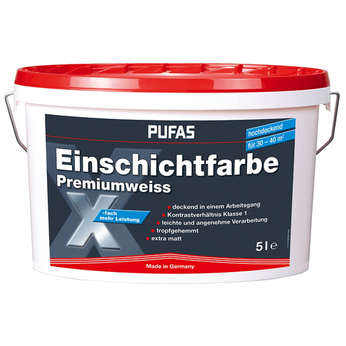 PUFAS Einschichtfarbe Premiumweiss 5L
