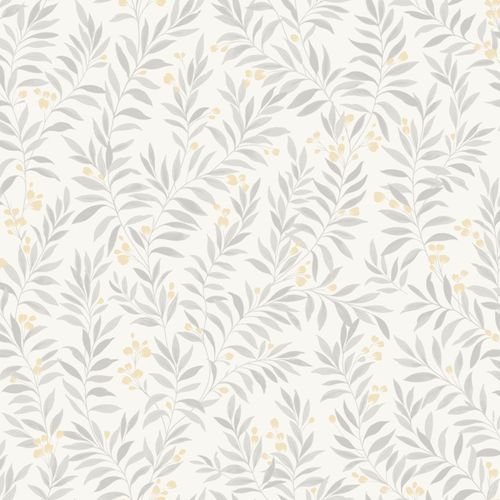 Vliestapete Floral Blätter Weiß Grau Beige MN3406