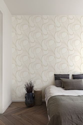 Vliestapete Linien Abstrakt Creme Gold Metallic A57215