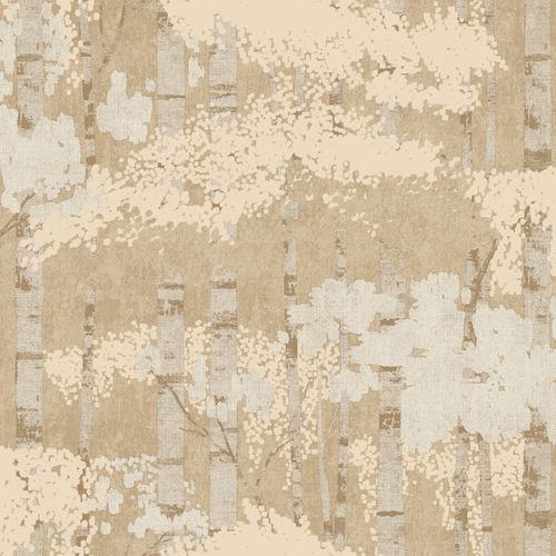 Vliestapete Wald Abstrakt Beige Creme Gold Metallic A62702