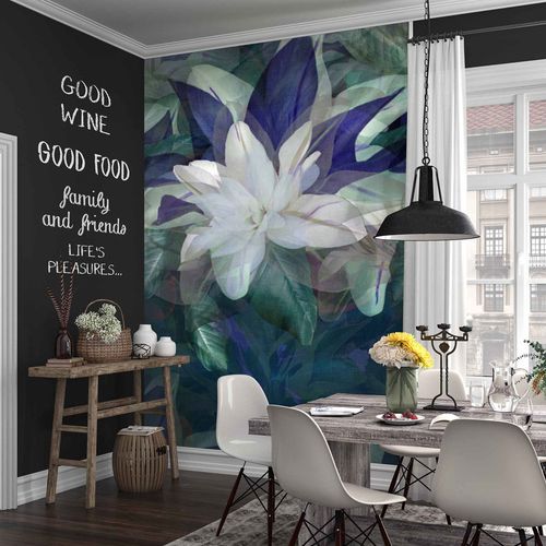 Digitaldruck Elle Floral Tropisch Blau Grün 2269-10 Raum