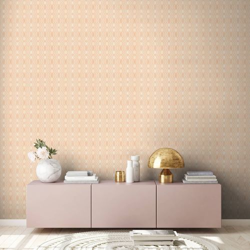 Vliestapete Rauten Oval Grafik Rosa Beige 39534-5 Wohnzimmer