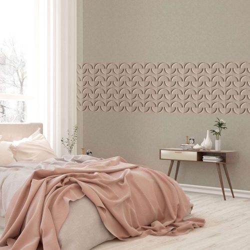 Bordüre Fliesen 3D Effekt Kreise Beige Grau 34469 Zimmer