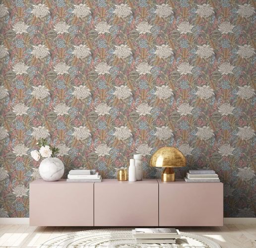 Vliestapete Dschungel Floral Grau Rosa Grün 39428-3 Wohnzimmer