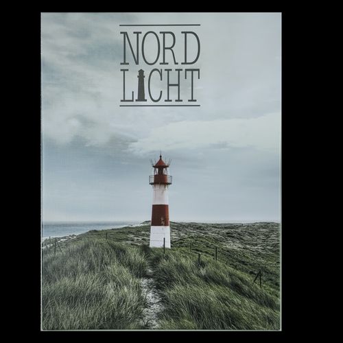 Wandbild Bild 46x61 Nordlicht Leuchtturm Nordsee Dünen