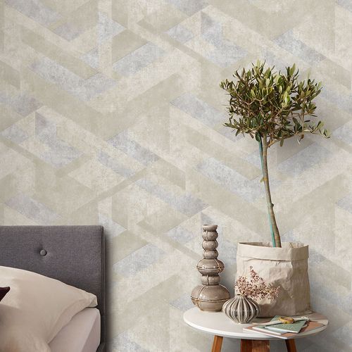 Vliestapete Grafik Betonoptik Beige Grau Metallic 10353-11 Zimmer