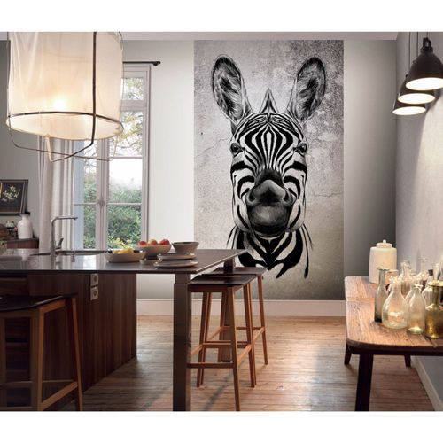 Fototapete Zebra Exotisch Grau Schwarz 2516N-81 Raum