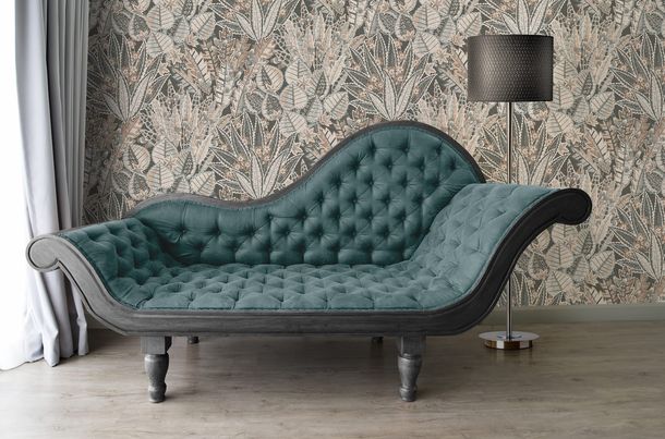 Vliestapete Tropisch Floral Schwarz Grau Braun 39653-3 Wohnzimmer