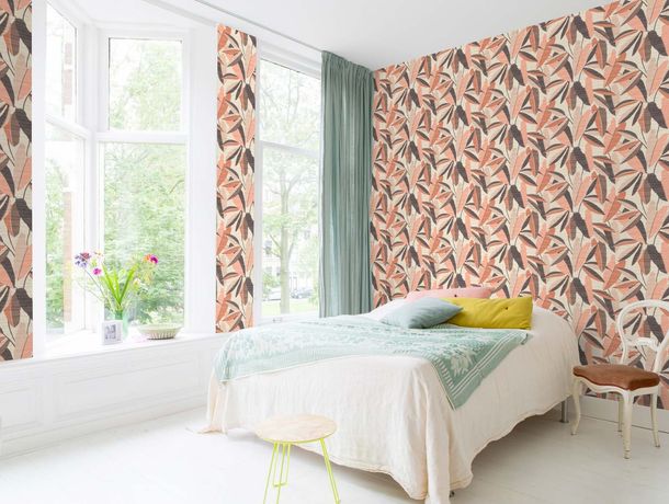 Vliestapete Rasch Blätter Holzoptik Beige Grau Braun 866353