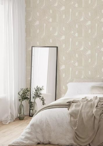 Vliestapete Rasch Grafik Creme Gold Metallic 868111