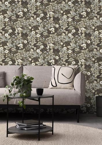 Vliestapete Rasch Floral Schwarz Gold Metallic 868913