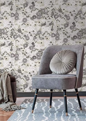 Vliestapete Rasch Floral Creme Silber Metallic 868920