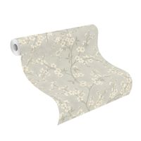 Vliestapete Rasch Floral Blüten Grau Gold Metallic 456752