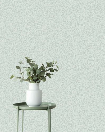 Vliestapete Floral Textiloptik Grün Blau 47645 Raumbild