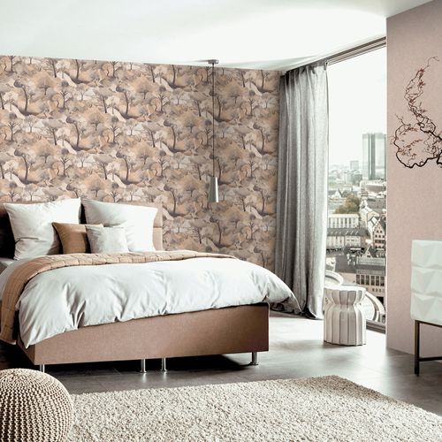 Vliestapete Landschaft Wald Braun Beige 10433-32 Raum