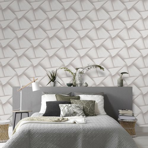 Vliestapete 3D-Effekt Taupe Creme Metallic 10401-37 Raum