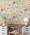 Vliestapete Floral Abstrakt Weiß Grün Orange 39695-1 Wohnzimmer 1