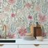 Vliestapete Floral Abstrakt Weiß Rosa Grau 39695-2 Zimmer 1