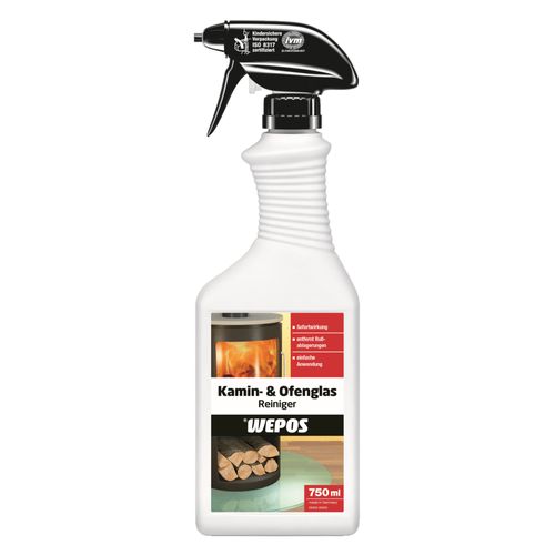 Wepos Kamin und Ofenglas Reiniger Spray 750 ml