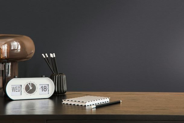 Vliestapete Uni Modern Textiloptik Schwarz 3957-26 Wohnzimmer