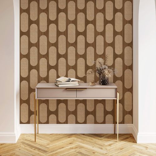 Vliestapete Holzoptik Grafik Braun Beige 81637