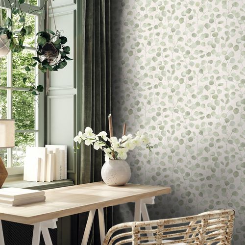 Vliestapete Floral Blätter Ranken Beige Grün 81642