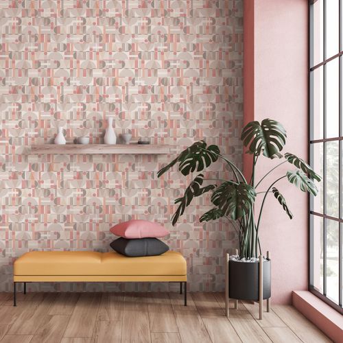Vliestapete Grafisch Betonoptik Beige Rot Grau 81644