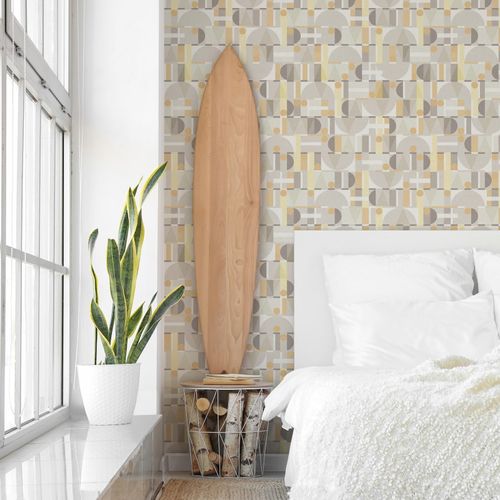 Vliestapete Grafisch Betonoptik Creme Grau Gelb 81646