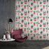 Vliestapete Floral Kaktus Aquarell Grau Grün Rot 81652 1