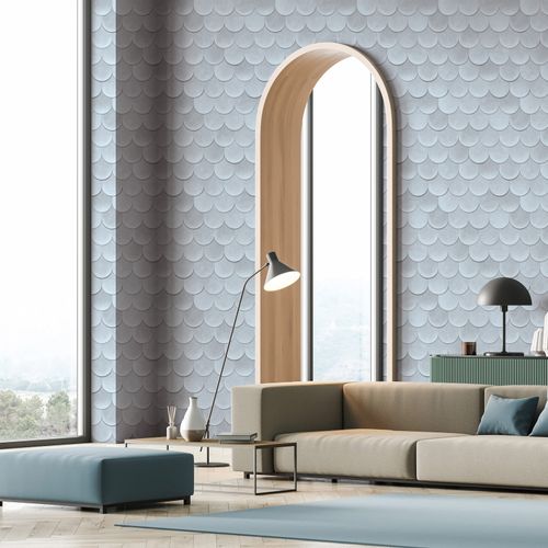 Vliestapete Ziegel Kachel Betonoptik Blau Grau 81656