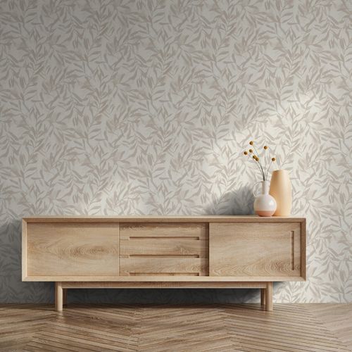 Vliestapete Floral Blattmuster Creme Beige Metallic 82441