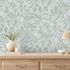 Vliestapete Floral Blattmuster Creme Grün Metallic 82442 1