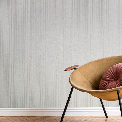 Vliestapete Streifen Weiß Beige Metallic 82443