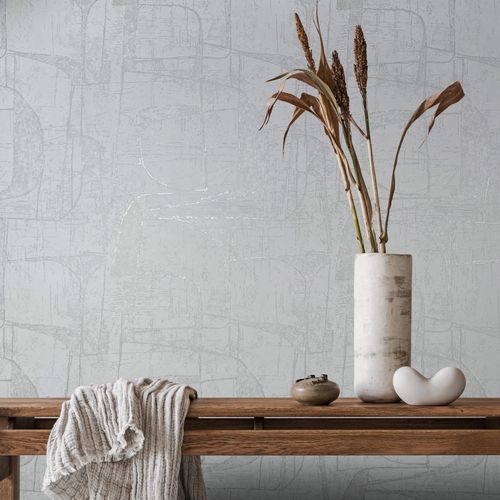 Vliestapete Grafisch Grau Creme Silber Metallic 82451