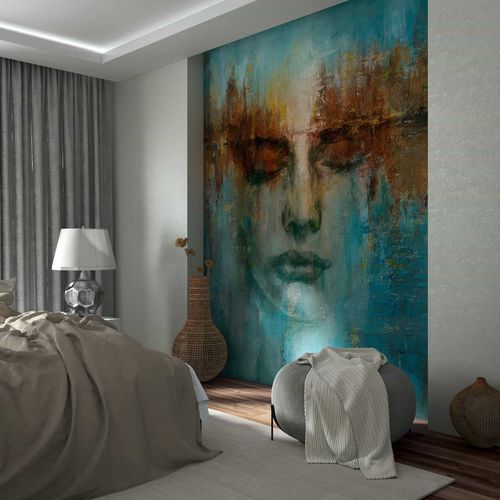 Fototapete Vlies Kunst Aquarell Frau Blau Grau 35498