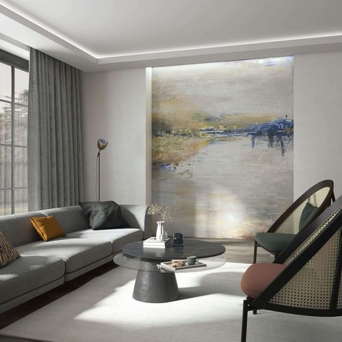 Fototapete Vlies Putzoptik Aquarell Grau Beige 35499