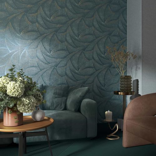Vliestapete Grafik Abstrakt Blau Silber Metallic 35507