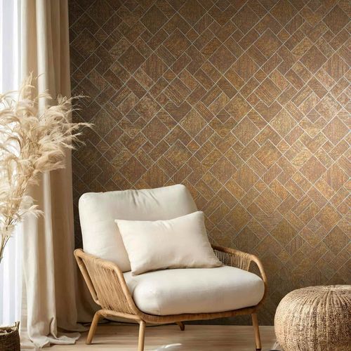 Vliestapete Fliesen Grafisch Gold Metallic 35513