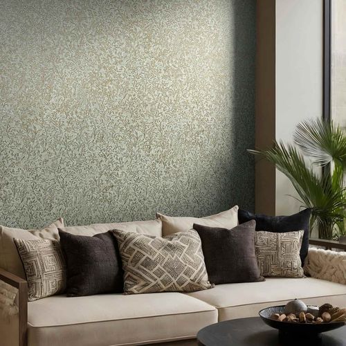Vliestapete Floral Shabby Blau Gold Metallic 35532