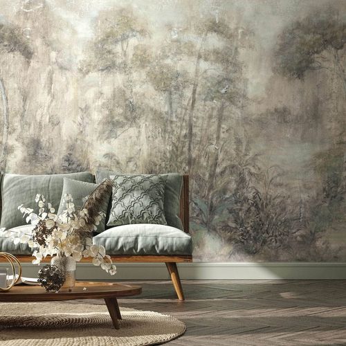 Fototapete Vlies Wald Tropisch Beige Grau 35098